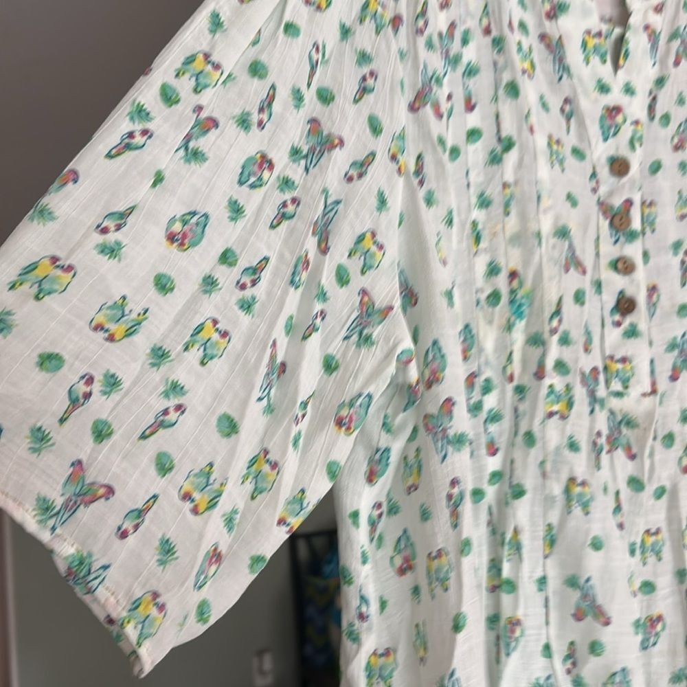 lightweight Parrot Tropical Print 3/4 Sleeve Blouse P2P 27in - Picture 5 of 6